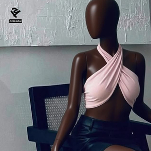 Top court sexy à col halter personnalisé avec logo, top à bretelles croisées, débardeur pour femmes, soutien-gorge de sport pour l'é<span class=keywords><strong>t</strong></span>é, streetwear, soirée, club - Product Image 3