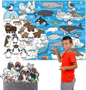 Nuevo Juego <span class=keywords><strong>de</strong></span> Juguetes Educativos <span class=keywords><strong>de</strong></span> Animales Polares del Océano Ártico para Niños en Edad Preescolar, Tablero <span class=keywords><strong>de</strong></span> Historias <span class=keywords><strong>de</strong></span> Fieltro para Actividades, Kit Interactivo - Product Image 1