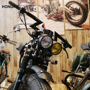 <span class=keywords><strong>Phare</strong></span> de moto double rond classique <span class=keywords><strong>vintage</strong></span> noir pour Harley Street Fighter Custom Bikes Cafe Racer - Product Image 2