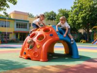 Structure d'escalade en plastique pour enfants en forme de capsule spatiale, équipement de terrain de jeu pour maternelle, tunnel de jeu pour ramper
