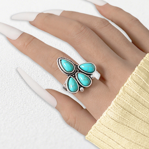 أوروبا بالجملة نمط بوهيمي الرجعية أزياء كبيرة حجر الفيروز خواتم سبائك المواد لحفل الزفاف - Product Image 6