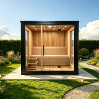 Cabine de sauna carrée en bois de pruche HaoRui HR-SW02, portable, extérieure, électrique, à vapeur sèche, garantie 1 an, vente en gros directe usine Chine