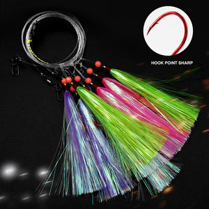 Nouveau 3/0 5/0 Red Octopus Hook Bucktail Teaser Rig Flash Bait Pr-Rigged Saltwater Boat Fishing Rigs for Sea Fishing Techniques - Product Image 5