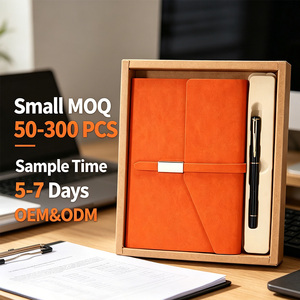 Agenda d'affaires A5 personnalisé avec logo, en cuir PU, avec stylo inclus, 50 pages, petite série pour cadeaux d'entreprise - Product Image 1