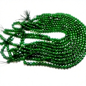 Perles rondes facettées en jade vert naturel, taille 6 mm, brin de 14 pouces de long - Product Image 1