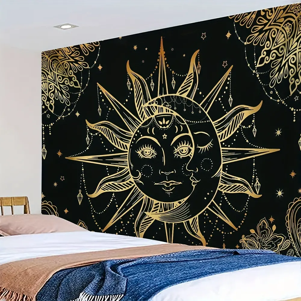 Wahrsagerei Sun Moon Face Print Tapisserie, Wandbehang für Wohnzimmer Schlafzimmer Wohnheim Zimmer Dekor Home Decor