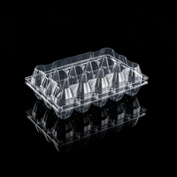 Boîte à œufs transparente en PET avec couvercle à charnière et fermeture à clip pour 15 œufs, emballage jetable pour volailles, qualité alimentaire, vente en gros, OEM personnalisé, vente au détail