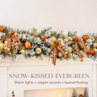 Guirlande de Noël en PVC floqué, guirlande lumineuse, ornement en forme de nœud, décoration pour porte, cheminée, fenêtre