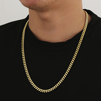 Lot de Bijoux Miami Cuban Link 5mm en Acier Inoxydable Plaqué Or Véritable 14k, Non Ternissant, Bracelets et Colliers pour Femmes et Hommes