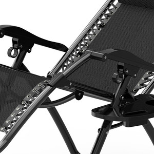 Muebles de exterior portátil <span class=keywords><strong>plegable</strong></span> de acero negro <span class=keywords><strong>tumbona</strong></span> Silla de playa silla reclinable multiposición - Product Image 6