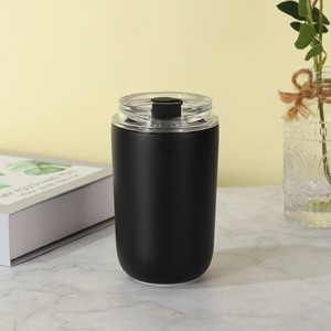 Taza de acero inoxidable de doble pared con logotipo completo personalizado de alta calidad, taza de café aislada de viaje con tapa abatible y tapa de paja - Product Image 1