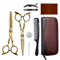Ensemble de ciseaux de coiffure 6 pouces en acier inoxydable 9CR, ciseaux à effiler à dents plates et à dents en V pour usage en salon
