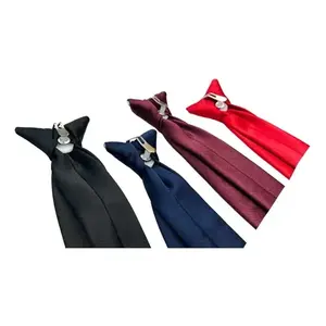 Papillon con clip per bambini e ragazzi, tinta unita, in raso, largo 30 cm, accessorio per feste - Product Image 5