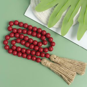 Guirnalda de cuentas de madera de 39 pulgadas <span class=keywords><strong>estilo</strong></span> granja con borlas cuentas de oración versátiles para colgar en la pared Boho Chic decoración del hogar artesanías de madera - Product Image 4