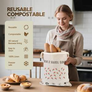 حقيبتان قابلتان لإعادة الاستخدام من شمع العسل لحفظ الخبز - حجم كبير 17×13 بوصة للخبز المخمر والخبز المنزلي - Product Image 4