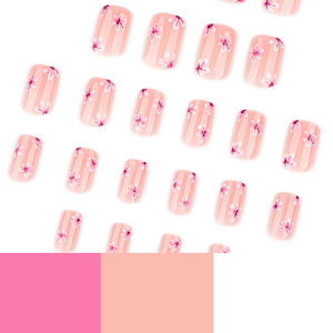 <span class=keywords><strong>Uñas</strong></span> Postizas Cortas Cuadradas de ABS con Diseño de Flores Rosas, <span class=keywords><strong>Uñas</strong></span> Artificiales de Alta Calidad, 24 Piezas, <span class=keywords><strong>Uñas</strong></span> Adhesivas - Product Image 4