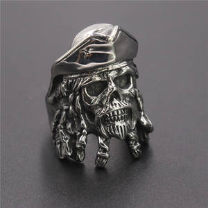 Anneaux <span class=keywords><strong>de</strong></span> bijouterie OAHLAN, anneaux personnalisés gravés avec un crâne <span class=keywords><strong>de</strong></span> pirate, en acier inoxydable, pour hommes, alliance, cadeau <span class=keywords><strong>de</strong></span> fête - Product Image 4