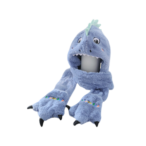 Source Factory <strong>Cute</strong> Blue Plush Hat, Scarf And <strong>Gloves</strong> Three-in-one. Support OEM/ODM Private Label. Samples And Pictures Provided. - Product Image 2