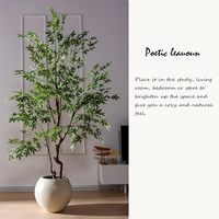 OH ARTS Arbre Bonsaï Artisanal Réaliste en Plastique et Soie, Feuilles d'Érable Rouges et Jaunes, Décoration Intérieure et Extérieure de Haute Qualité