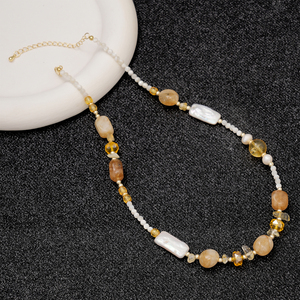 Collana in Pietra Naturale Citrino con Perle Barocche e Perline in Acciaio Inossidabile, Ultimo Design 2026, Vendita Diretta dalla Fabbrica - Product Image 5