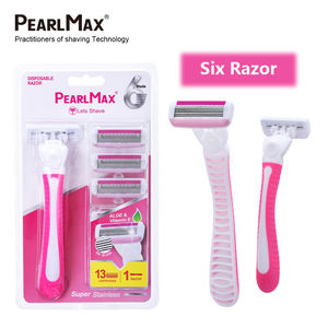 Rasoirs jetables Pearlmax pour femmes, rasoirs portables avec bande lubrifiante, carte blister, <span class=keywords><strong>rasoir</strong></span> jetable à six lames pour femmes - Product Image 2