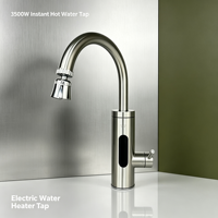 Robinet d'eau chaude instantanée électrique entièrement en acier inoxydable, design col de cygne rotatif, autoportant, étanche IPX4, pour usage extérieur et domestique