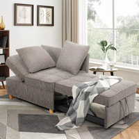 Canapé-lit pliant 2 places, fauteuil inclinable 4-en-1 moderne, dossier réglable sur 5 niveaux avec 2 oreillers, meubles de salon