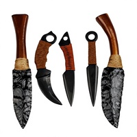 Couteau à griffes non affûté en obsidienne naturelle, pierre brute polie, modèle géométrique CSGO, artisanat chinois