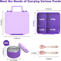 Bento lunchbox met 8oz thermosbeker voor soep, lekvrije lunchcontainers, geïsoleerde thermosfles voor warme maaltijden voor kinderen, voor school en reizen