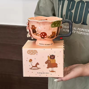 Taza de Café de Cerámica de Alta Calidad con Diseño Floral Europeo, Tapa de Porcelana, 370 ml, Apta para Lavavajillas, Regalo para Mujeres, Oficina, Hogar, Fiesta - Product Image 5