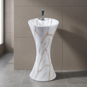 Nouvelle vasque sur pied carrée moderne en marbre, monobloc, de luxe, pour hôtel et sous-sol - Product Image 6