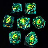 Jeu de dés Dragon Eye DND D & D 7 pièces en résine à noyau liquide polyédrique RPG D & d, pour jeu de rôle sur table