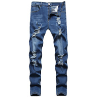 Offre Spéciale haute qualité Designer Rock Revival déchiré Smog hommes jean droit Hip-Hop Style lavé Denim jean respirant solide