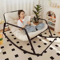 Fauteuil à bascule moderne en acier forgé noir pour patio, salon, style nordique, pour adulte