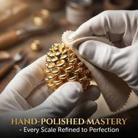 Tapa de Perfume Botánica Pinecone de Zamac, Construcción Escala por Escala, Acabado Dorado Espejo, Producción Bajo Pedido OEM