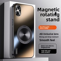 Coque de téléphone magnétique rotative à 360 degrés anti-chute pour iPhone XS Max/XR, finition dorée brillante mate
