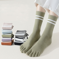 Chaussettes de sport respirantes en coton à rayures antidérapantes pour la course, le quotidien, le yoga et le Pilates, à cinq doigts, en promotion