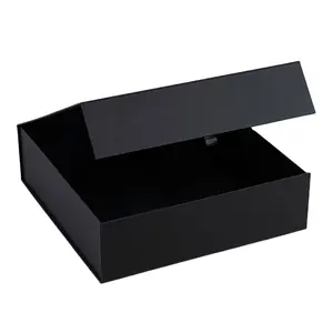 定制标志豪华黑色纸板包装折叠磁铁硬纸信纸礼盒