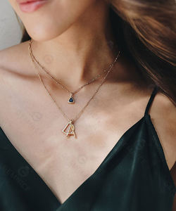 Gemnel HECHO DE PLATA 925 14k oro diamante piedra encanto conjunto de satélite collar de cadena - Product Image 2