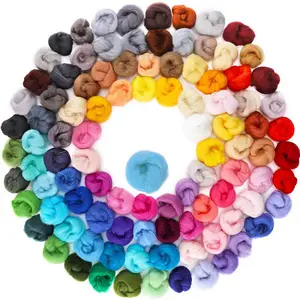 DIY Craft Animal Needle 100 Farben Set 66s Micron Spinning 100% Chunky Knitting Filz Filz Merinowolle Roving Garn