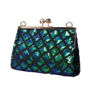 China evening bag women manufacturer quilting diamond sequins frame bag women ladies dressing clutch bag