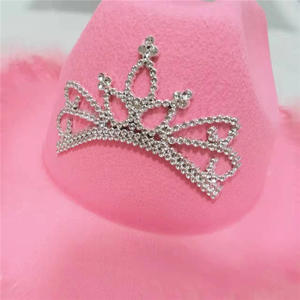 Cappello da Cowboy in piuma rosa argento con corona in tessuto Non tessuto stile decorazione <span class=keywords><strong>Sexy</strong></span> occidentale per festa - Product Image 2