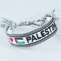 Bracelets d'amitié tissés avec lettres brodées Palestine, décor brodé, cadeaux Cyin