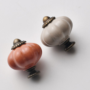 Acrylic Pumpkin Cabinet Knobs 36mm Beige Orange American Retro Style Novelty Shape Durable Furniture Hardware - Product Image 1