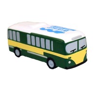Ballon anti-stress FOCUS en forme de bus à deux étages, logo personnalisé, mousse PU promotionnelle, impression sérigraphique de haute qualité, cadeau publicitaire