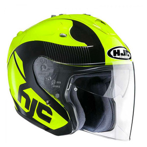 Casco Moto Jet HJC Giallo Nero in Fibra di Vetro XS Open Face - Product Image 1