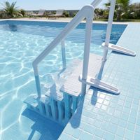 4-Stufige Aufstellpool-Treppe mit Doppelhandläufen aus PE-Kunststoff für den Poolzugang