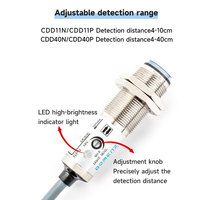 Sensor Fotoeléctrico de Larga Distancia CDD-40P de 40cm, PNP NO NC M18, Interruptor de Reflexión Difusa Cilíndrico, 10-30V DC para Máquinas