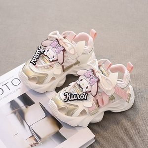 Sandalias de malla para niñas Kurai, transpirables, antideslizantes, planas, con tiras, para la playa, estilo veraniego para estudiantes - Product Image 3