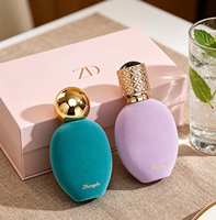 Flacon de parfum en verre floqué transparent de 50 ml avec pulvérisateur à pompe pour cadeaux de mariage et emballages en gros, boîtes de parfum en stock